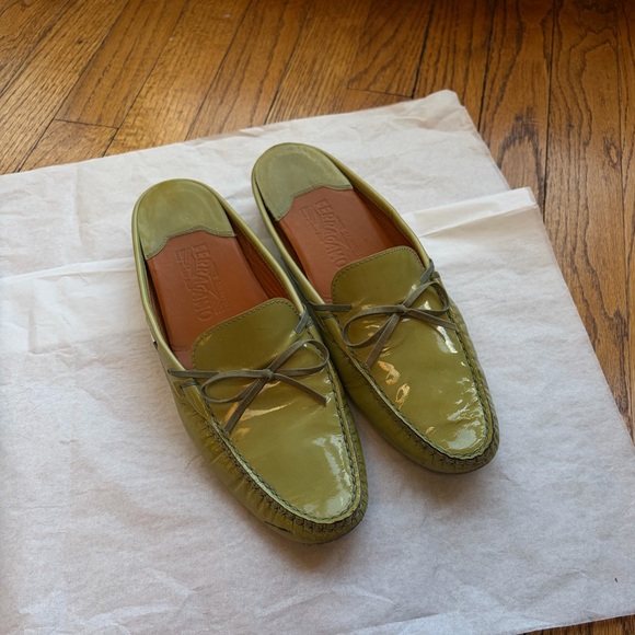 Salvatore Ferragamo Shoes - FERRAGAMO green loafer mules